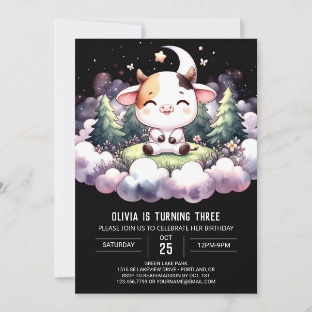 Convite Barrona Digital Cow Birthday (Frente)