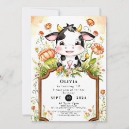 Convite Barrona Simple Cow Birthday