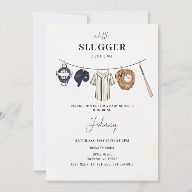 Convite Baseball Baby Shower Invitation (Frente)