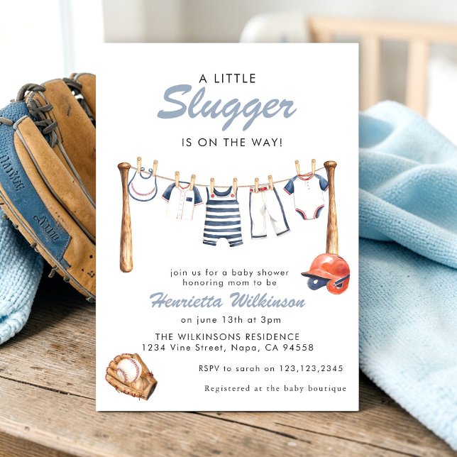Convite Baseball Baby Shower Invitation - A Little Slugger (Criador carregado)