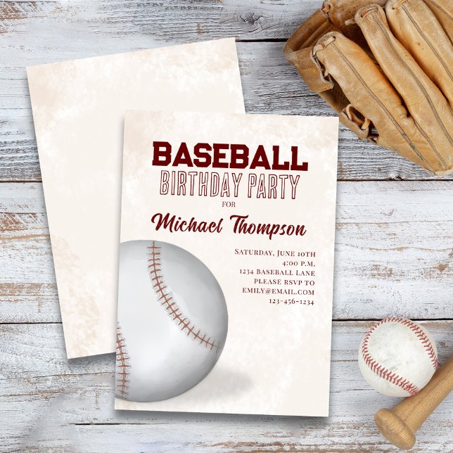 Convite Baseball Birthday Boy Personalizado (Baseball custom party invitation.)