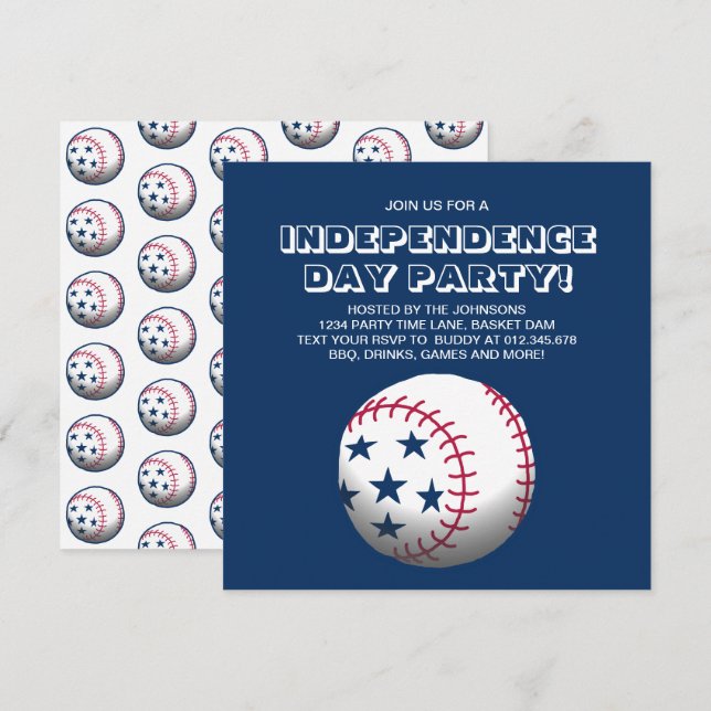 Convite Baseball do Dia da Independência (Frente/Verso)