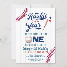 Baseball First Birthday Rookie do ano
