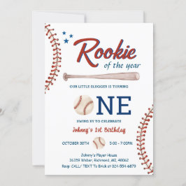 Convite Baseball First Birthday Rookie, foto do ano