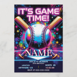Convite Baseball Ice Cream Drip Birthday Invitation