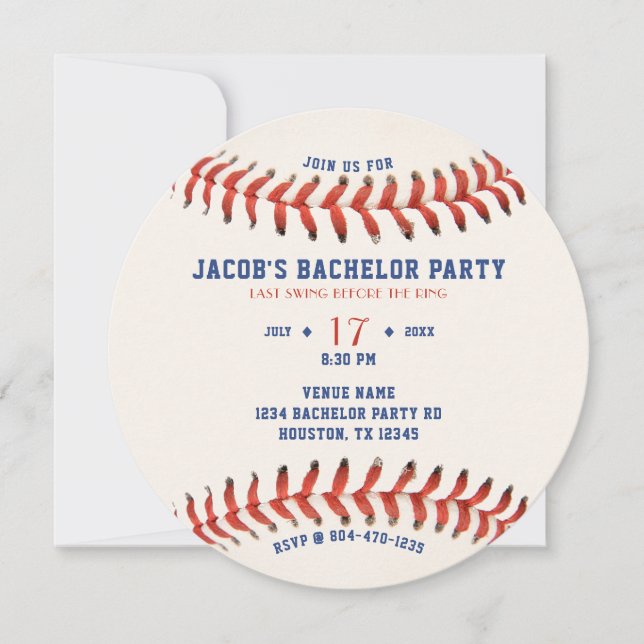 Convite Baseball Last Swing Before the Ring Bachelor Party (Frente)