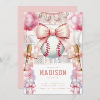 Convite Baseball Luxury Birthday Girly Sports Theme
