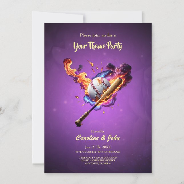 Convite Baseball no Fogo. (Frente)