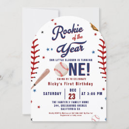 Convite Baseball Rookie do Ano do primeiro aniversario Bas
