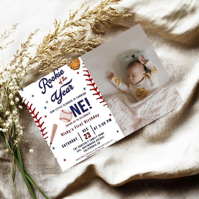 Convite Baseball Rookie do Ano do primeiro aniversario Bas (Criador carregado)