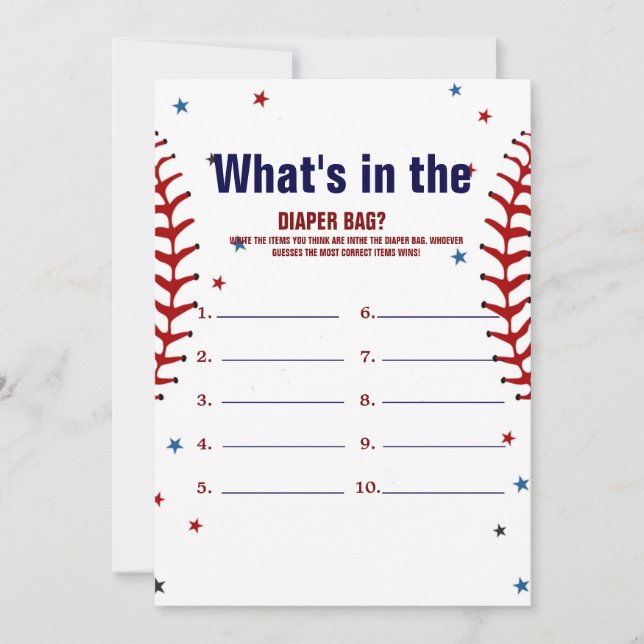 Convite Baseball what in the bag Baby shower game Card (Frente)