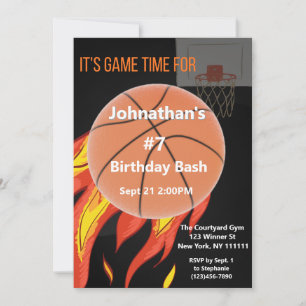 Convite Bash de Aniversário de Basquete- É Hora do Jogo