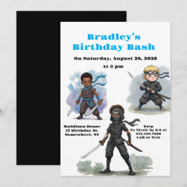 Convite Bash de Aniversário do Garoto Karate Ninja