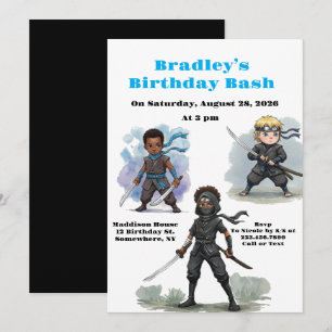 Convite Bash de Aniversário do Garoto Karate Ninja