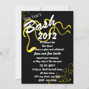 Convite Bash de Ano Novo Amarelo