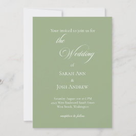 Convite Basic and Elegant Wedding Sage Green Invitation