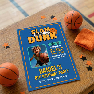 Convite Baskeball De Blue Slam Dunk Para Crianças De Anive
