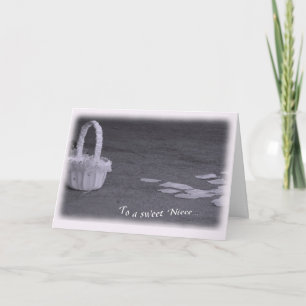 Convite Basket and Petals Neice Flower Girl Request Card