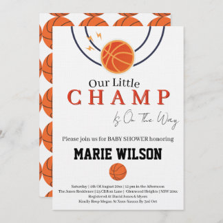 Convite Basketball Baby Shower Sports Girl Boy Favors
