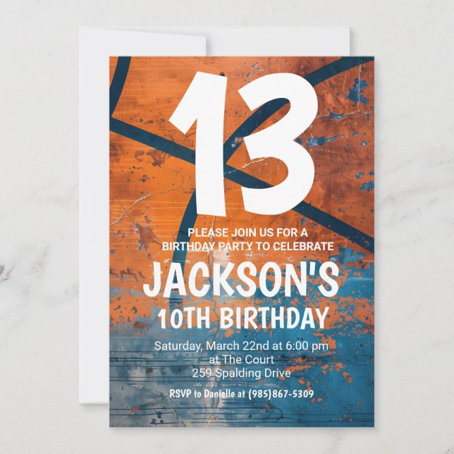 Convite Basketball Birthday Invite (Frente)