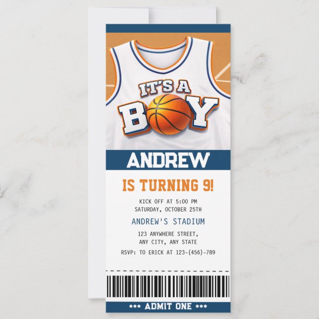 Convite Basketball Hoopla Birthday Bash Ticket Invitations (Frente)