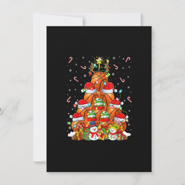 Convite Basquete Árvore de Iluminação de Natal Papai Noel  (Frente)