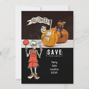Convite Basquete e Halloween fantasma