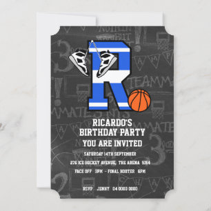 Convite Basquete Inicial Personalizado Letra R