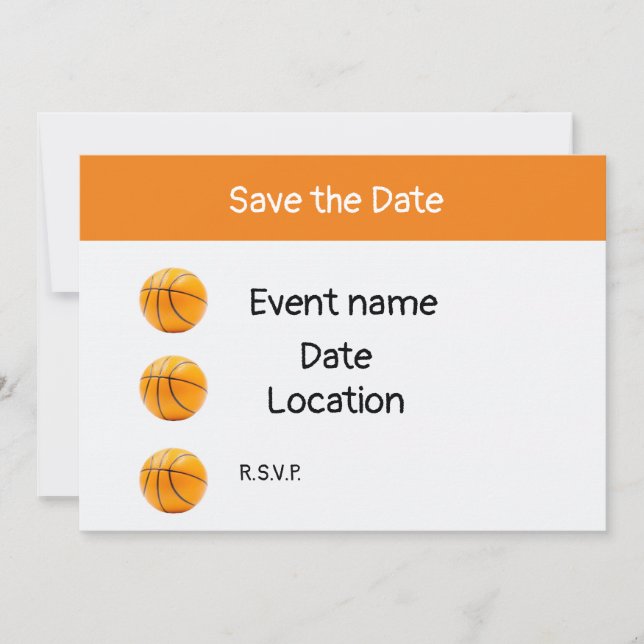 Convite Basquete no fundo branco salva a data (Frente)