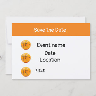 Convite Basquete no fundo branco salva a data