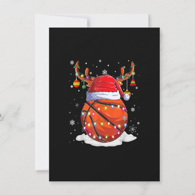 Convite Basquete Santa Hat Reindee Natal Diversão (Frente)