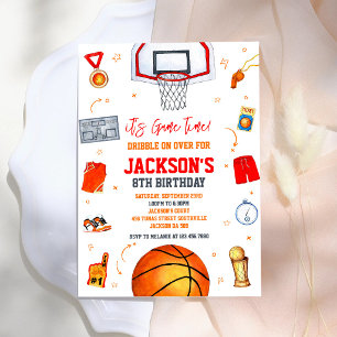 Convite Basquetebol É Hora do Jogo Aniversário de Criança 
