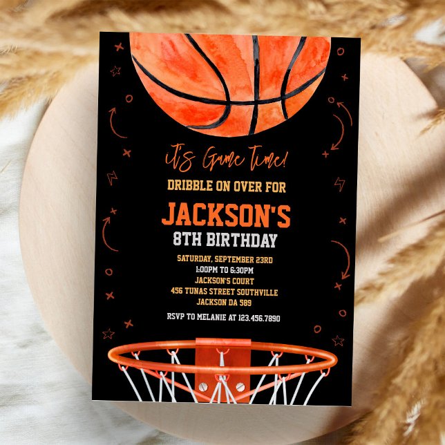 Convite Basquetebol É Hora do Jogo Aniversário de Menino E (Criador carregado)