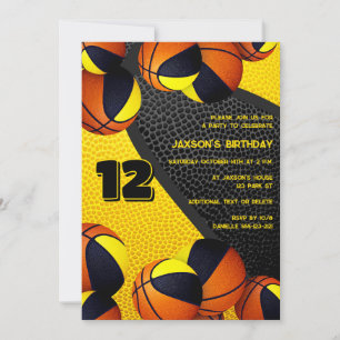 Convite basquetebol ouro preto aniversário esportes crianç