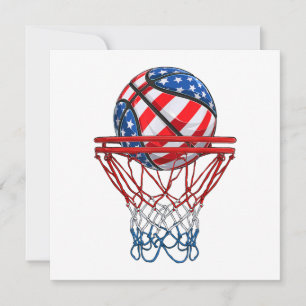 Convite Basquetebol Patriótico Americano 4 de Julho Bandei