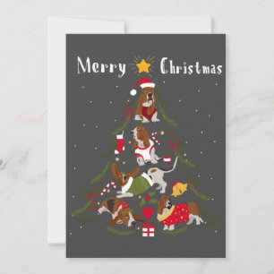 Convite Basset Hound Christmas Tree Xmas Dog Lover