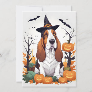 Convite Basset Hound Halloween - Bonito E Engraçado Animal