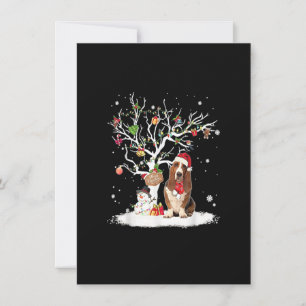Convite Basset Hound Winter Snow Tree No Natal Do Cachorro