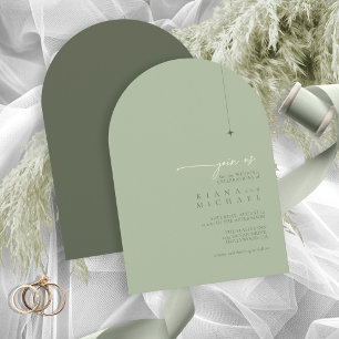 Convite Basta Chic Wedding Sage/Moss Arch ID1046