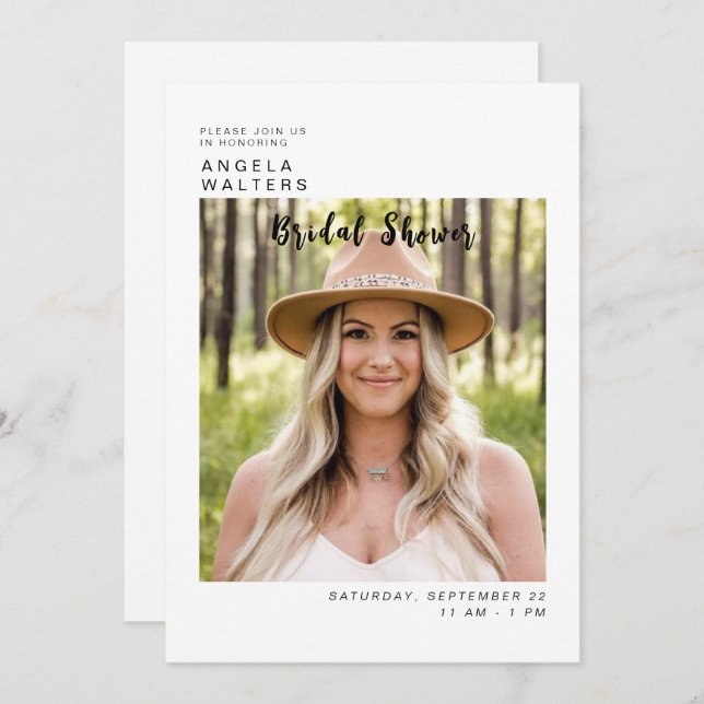 Convite Basta o Chá de panela branco brilhante de fotos (Frente/Verso)