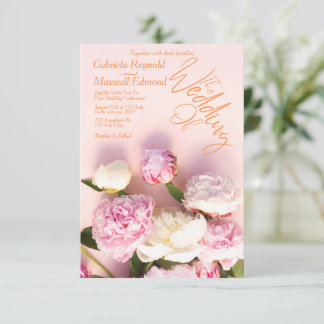 Convite Basta Rosa Rosa Peony Floral Wedding