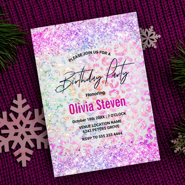 Convite Bastante iridescente Monograma da impressão digita (Criador carregado)