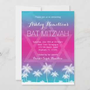 Convite Bastão cor-de-rosa azul Mitzvah da cerceta