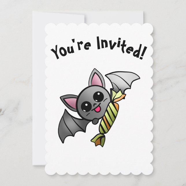 Convite Bat Bonito do Halloween com o Candy Party (Frente)