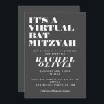 Convite Bat Branco e Preto Virtual em Branco, bonito, virt<br><div class="desc">Convite virtual preto e branco para Bat Mitzvah,  virtual e bonito</div>