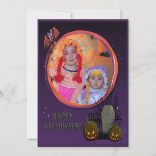 Convite Bat, Jack O'Lanterns, Tombstone, Adicionar Foto