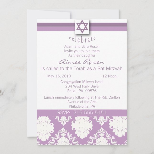 Convite Bat Mitzvah (Frente)
