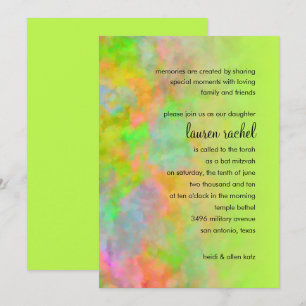 Convite Bat Mitzvah Abstract Design no Verde limão