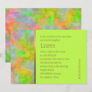 Convite Bat Mitzvah Abstract Design no Verde limão