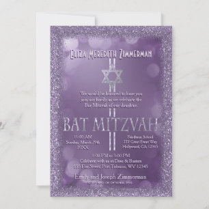 Convite Bat Mitzvah  Aparência Roxa